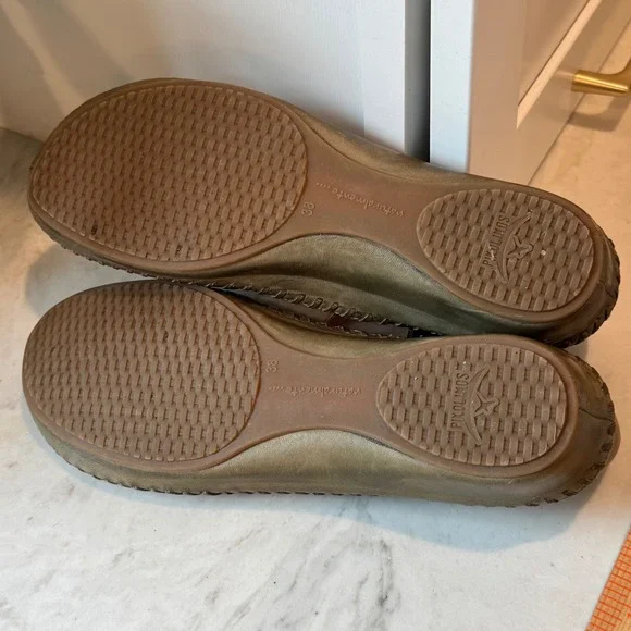 Pikolinos Mary Jane Flats Womens 38 Olive Green Leather Laser Cut Boho *Read - Picture 6 of 11